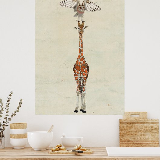 GIRAFFE en OWL Art Poster (Keuken)