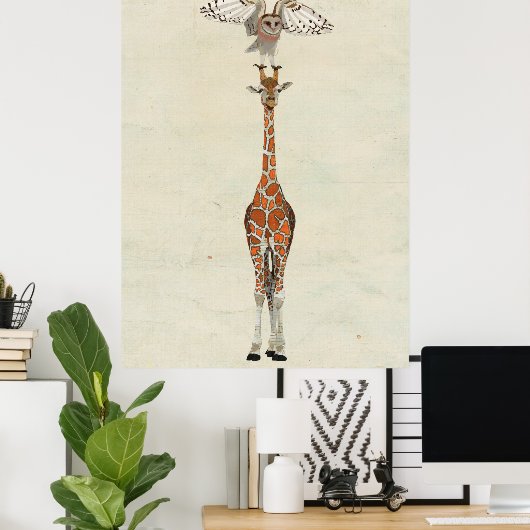 GIRAFFE en OWL Art Poster (Thuiskantoor)