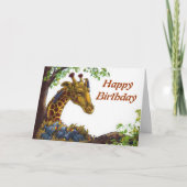Giraffe en Oxpecker Happy Birthday Kaart (Voorkant)