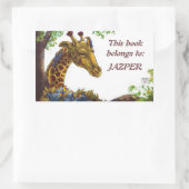Giraffe en Oxpeckers Bookplate Rechthoekige Sticker (Tas)