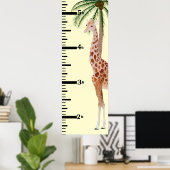 Giraffe- en palmboomgroeigrafiek poster (Thuiskantoor)