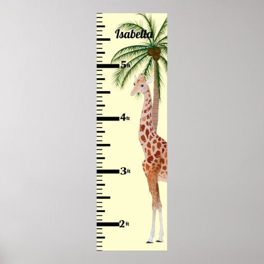 Giraffe- en palmboomgroeigrafiek poster (Voorkant)