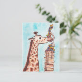 Giraffe en pannenkoeken briefkaart (Staand voorkant)