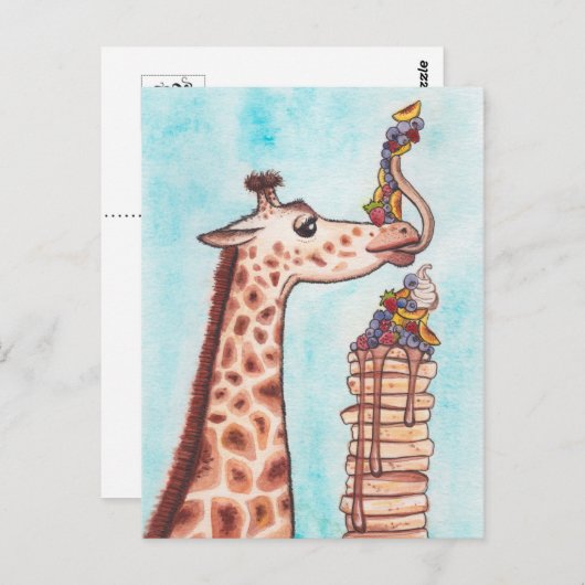 Giraffe en pannenkoeken briefkaart (Voorkant / Achterkant)