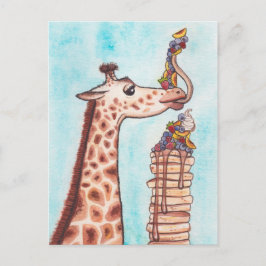 Giraffe en pannenkoeken briefkaart
