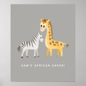 Giraffe en Poster van wilde Zebra (Voorkant)