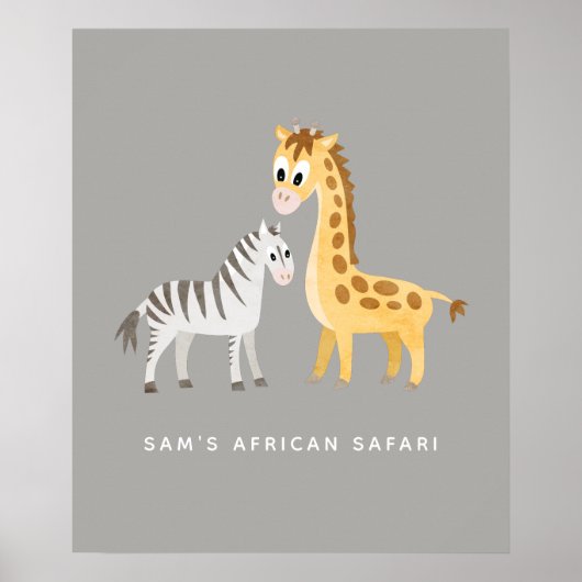 Giraffe en Poster van wilde Zebra (Voorkant)