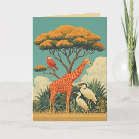 Giraffe en safari vogels (Voorkant)