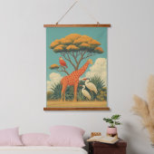 Giraffe en safari vogels hangend wandkleed (Slaapkamer)