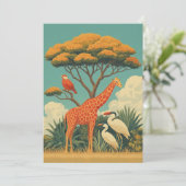 Giraffe en safari vogels kaart (Staand voorkant)