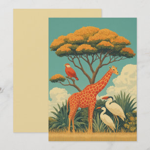 Giraffe en safari vogels kaart