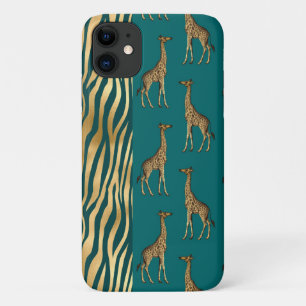 Giraffe en tijger afdrukken Gold Blauwgroen afbee Case-Mate iPhone Case