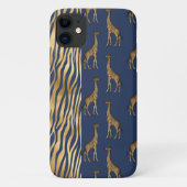 Giraffe en tijger afdrukken Gold Blue  grafische k Case-Mate iPhone Case (Achterkant)
