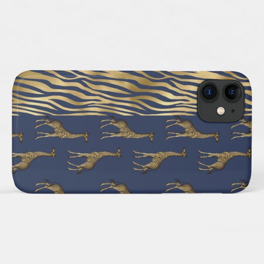 Giraffe en tijger afdrukken Gold Blue  grafische k Case-Mate iPhone Case (Achterkant (horizontaal))
