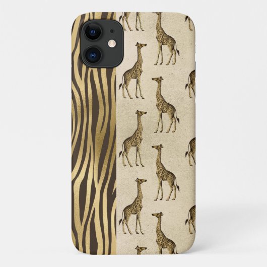 Giraffe en tijger afdrukken Gold Brown  afbeelding Case-Mate iPhone Case (Achterkant)