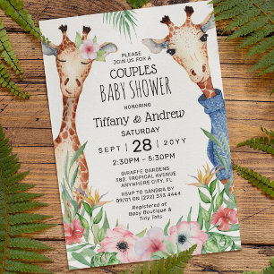 Giraffe- en Tropische graan-Baby shower Kaart