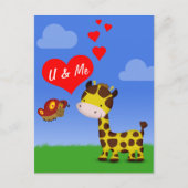 Giraffe en vlinder in liefde briefkaart (Voorkant)