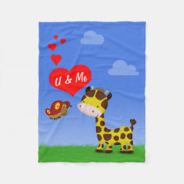 Giraffe en vlinder in liefde fleece deken