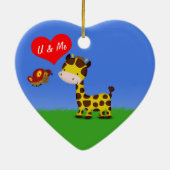 Giraffe en vlinder in liefde keramisch ornament (Achterkant)