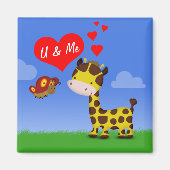 Giraffe en vlinder in liefde magneet (Voorkant)