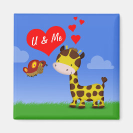 Giraffe en vlinder in liefde magneet