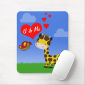 Giraffe en vlinder in liefde muismat (Met muis)