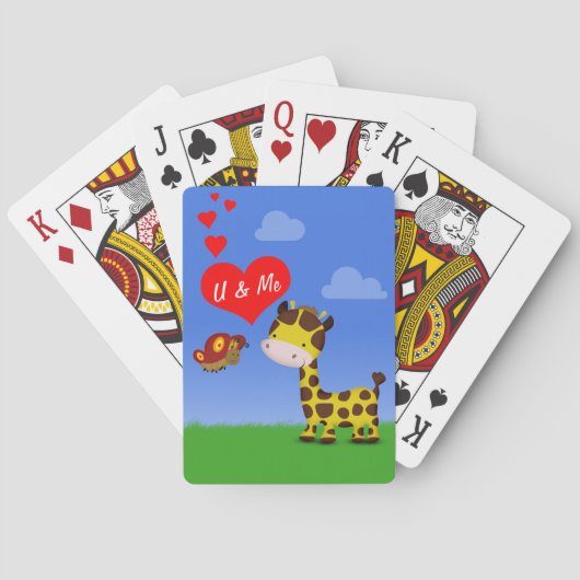 Giraffe en vlinder in liefde pokerkaarten (Achterkant)