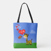 Giraffe en vlinder in liefde tote bag (Achterkant)