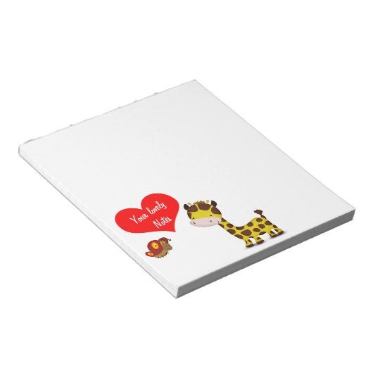 Giraffe- en vlinderbloemnoot notitieblok (Schuin)