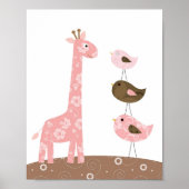 Giraffe en vogelnursery kunst poster (Voorkant)
