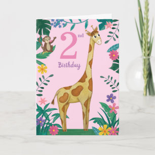 Giraffe En vrienden 2e Verjaardag Kaart