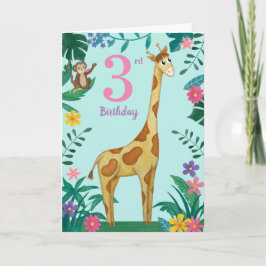 Giraffe en vrienden 3e verjaardag kaart
