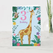 Giraffe en vrienden 3e verjaardag kaart (Voorkant)