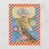GIRAFFE EN VUURWERK BRIEFKAART 4 JULI (Voorkant)