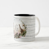 Giraffe en wilde dieren Grijze streep gepersonalis Tweekleurige Koffiemok (Voorkant rechts)