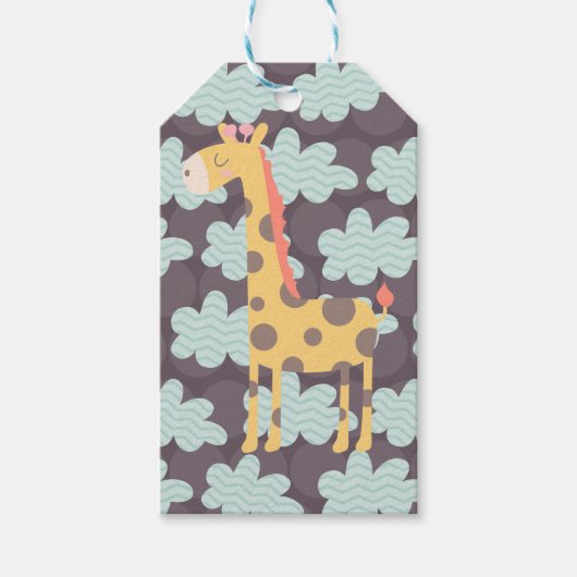 Giraffe en wolken cadeaulabel (Voorkant)