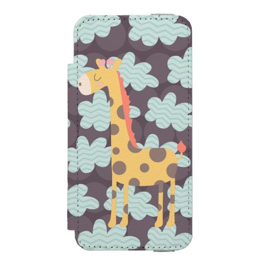 Giraffe en wolken incipio iPhone portemonnee hoesje (Voorkant Agenda)