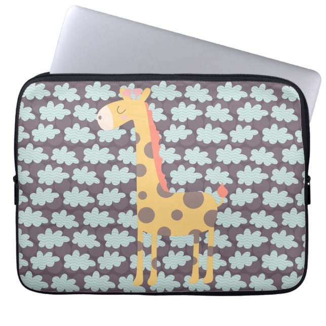 Giraffe en wolken laptop sleeve (Voorkant)