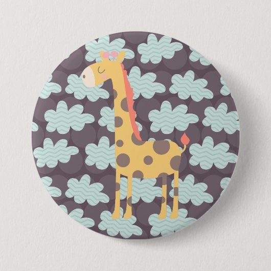 Giraffe en wolken ronde button 7,6 cm (Voorkant)