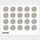 Giraffe en wolken ronde sticker (Vel)