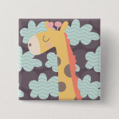 Giraffe en wolken vierkante button 5,1 cm (Voorkant)