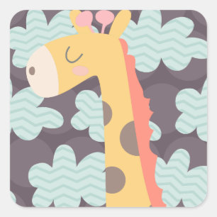 Giraffe en wolken vierkante sticker