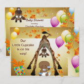 Giraffe, Etnische Baby Boy en Cupcakes Baby shower Kaart (Voorkant / Achterkant)