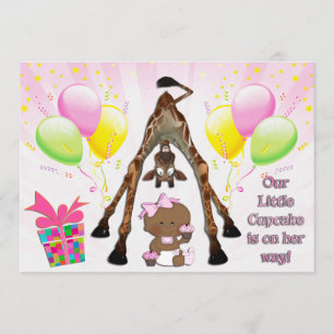 Giraffe Etnische babymeisjes Baby shower Cupcakes Kaart