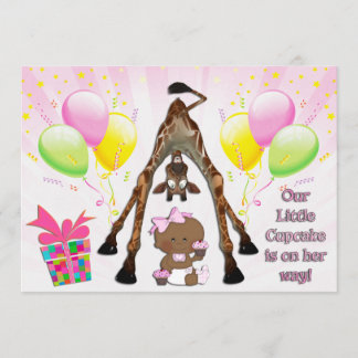 Giraffe Etnische babymeisjes Baby shower Cupcakes Kaart