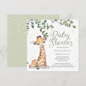 Giraffe Eucalyptus groen neutraal Baby shower Kaart (Voorkant / Achterkant)