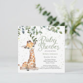 Giraffe Eucalyptus groen neutraal Baby shower Kaart (Staand voorkant)