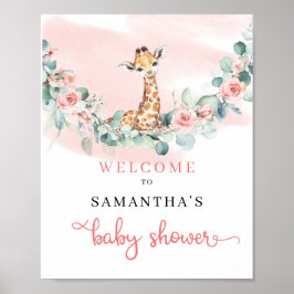 Giraffe Eucalyptus meisje Baby shower welkomstbord Poster