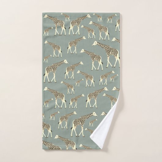 Giraffe Exotisch Dierenpatroon Sage Groen Bad Handdoek (Handdoek)
