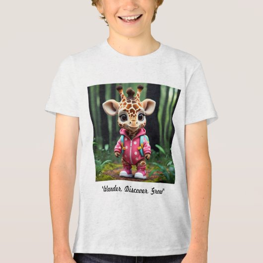 "Giraffe Explorer" Tri-Blend Shirt (Voorkant)